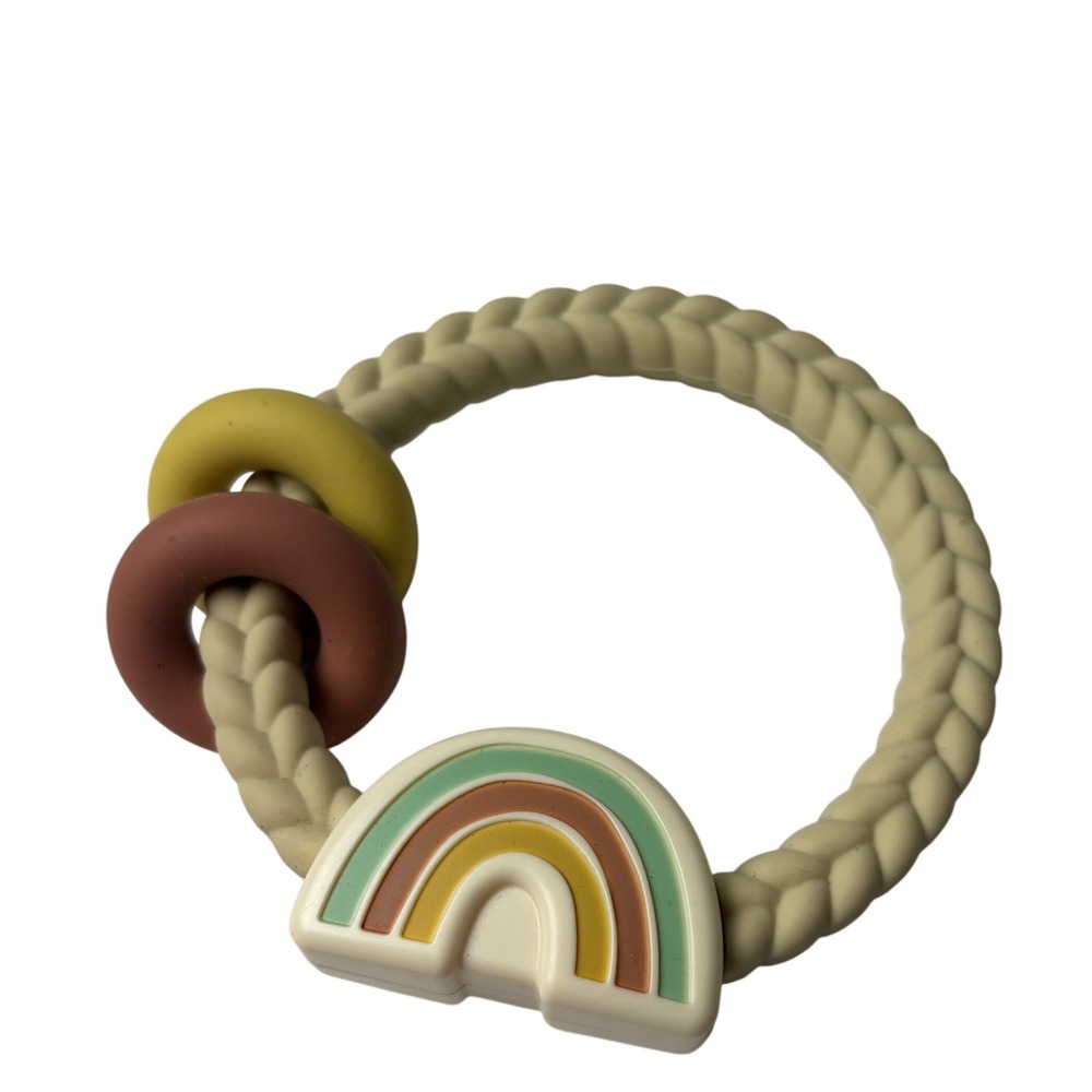 Itzy Ritzy‎ Ritzy Rings Silicone Teether Braided Rainbow Boho Baby Shower GIft